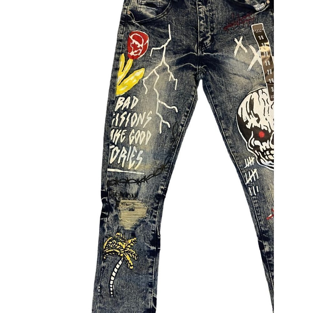 NWT Reason Skinny Jeans Move in Silence Skateboard Streetwear 30Wx32L - Picture 5 of 13